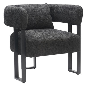 Worldwide Home Furnishings Scarlet-accent Chair – Modern Bucket-style Design With Textured Boucle Fabric For Elegant Seating Charcoal,Black Boucle Fabric,Metal 403-108ch