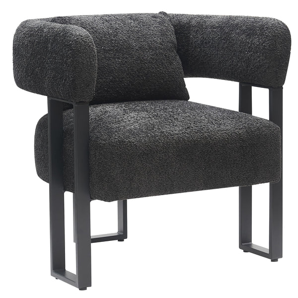 Worldwide Home Furnishings Scarlet-accent Chair – Modern Bucket-style Design With Textured Boucle Fabric For Elegant Seating Charcoal,Black Boucle Fabric,Metal 403-108ch