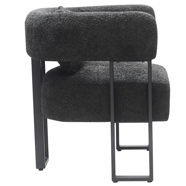 Worldwide Home Furnishings Scarlet-accent Chair – Modern Bucket-style Design With Textured Boucle Fabric For Elegant Seating Charcoal,Black Boucle Fabric,Metal 403-108ch