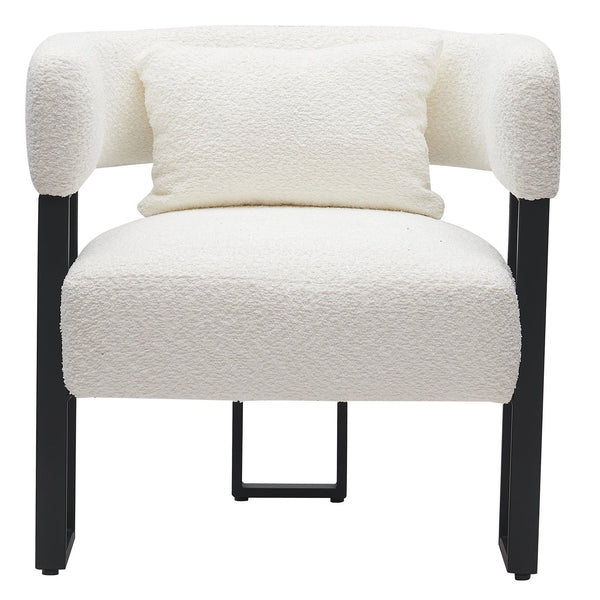 Worldwide Home Furnishings Scarlet-accent Chair – Modern Bucket-style Design With Textured Boucle Fabric For Elegant Seating Ivory,Black Boucle Fabric,Metal 403-108iv