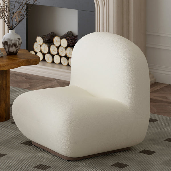 Worldwide Home Furnishings Zilano-accent Chair - Oversized Boucle Upholstered Seat For Casual Elegance In Any Space Ivory Boucle Fabric 403-115iv