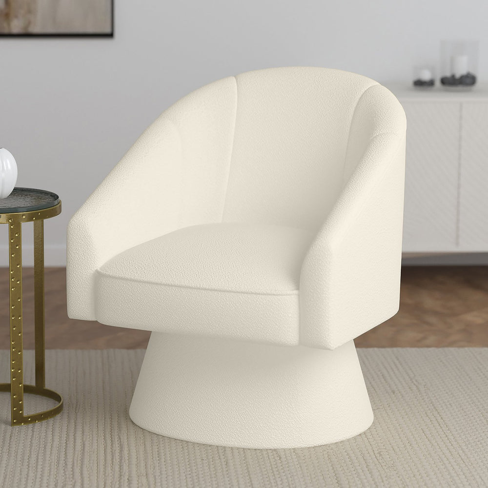 Worldwide Home Furnishings Tilsy-accent Swivel Chair - Cozy Boucle Fabric For Living Rooms, Bedrooms, Or Elegant Dining Spaces Ivory Boucle Fabric 403-122iv