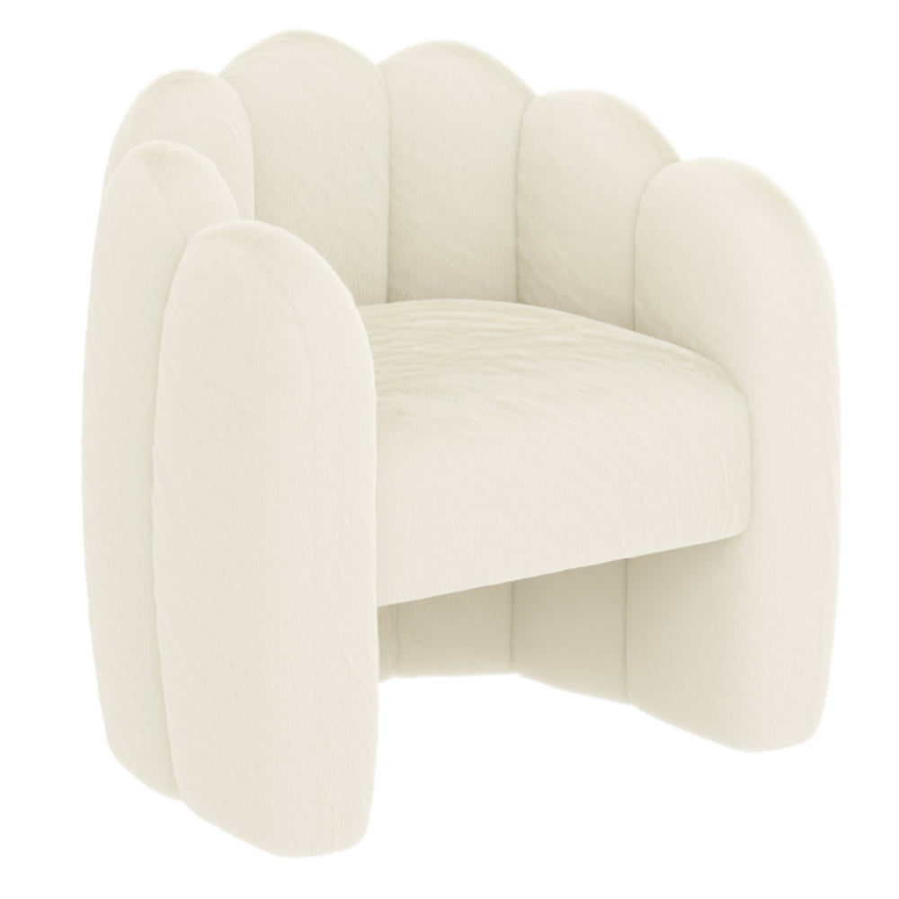Worldwide Home Furnishings Pandora-accent Luxurious Ivory Faux Fur Bucket Chair - Vintage Glamour & Cozy Comfort For Your Home Ivory Faux Fur 403-385iv