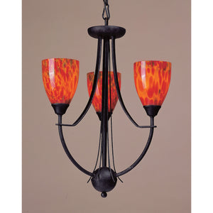 Classico 18'' Wide 3-Light Chandelier - Dark Rust with Fire Red Glass 403-3FR Elk Lighting