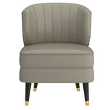 !nspire Kyrie Accent Chair Grey-Beige/Espresso Faux Leather/Solid Wood