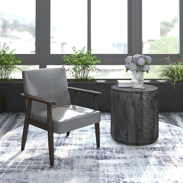 Worldwide Home Furnishings Wilder-accent Chair - Luxurious Grey Comfort For Stylish Living Room Seating & Versatile Home Decor Grey,Weathered Brown Faux Leather,Wood 403-589gy