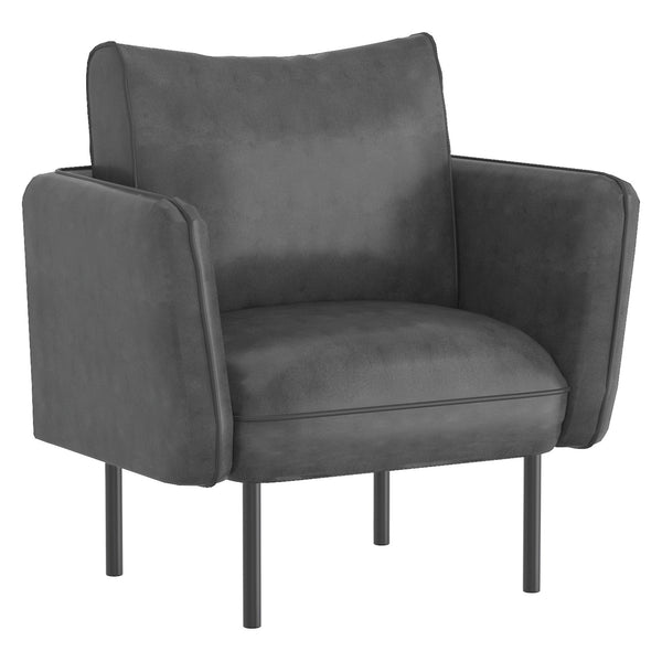 Worldwide Home Furnishings Ryker-accent Chair - Plush Cozy Armchair For Stylish Living Room Or Bedroom Relaxation And Comfort Grey,Black Faux Leather,Metal 403-590gy