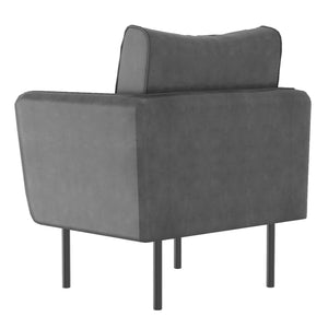 Worldwide Home Furnishings Ryker-accent Chair - Plush Cozy Armchair For Stylish Living Room Or Bedroom Relaxation And Comfort Grey,Black Faux Leather,Metal 403-590gy