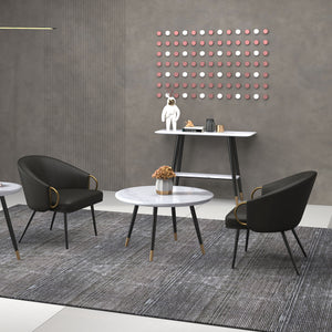 Worldwide Home Furnishings Zita-accent Chair - Mid-century Elegance With Comfortable Bucket Seat For Modern Living Spaces Vintage Charcoal,Black,Aged Gold Faux Leather,Metal 403-668ch