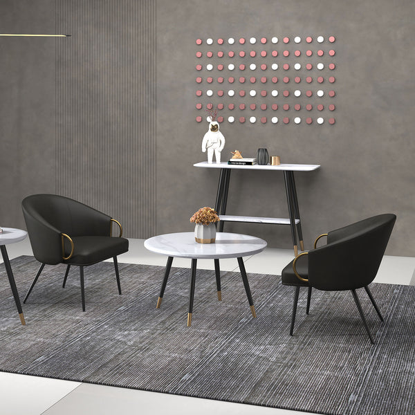 Worldwide Home Furnishings Zita-accent Chair - Mid-century Elegance With Comfortable Bucket Seat For Modern Living Spaces Vintage Charcoal,Black,Aged Gold Faux Leather,Metal 403-668ch