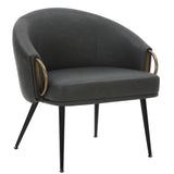 !nspire Zita Accent Chair Vintage Charcoal/Black/Aged Gold Faux Leather/Metal