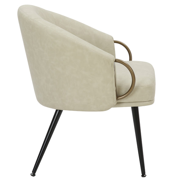Worldwide Home Furnishings Zita-accent Chair - Mid-century Elegance With Comfortable Bucket Seat For Modern Living Spaces Vintage Ivory,Black,Aged Gold Faux Leather,Metal 403-668iv