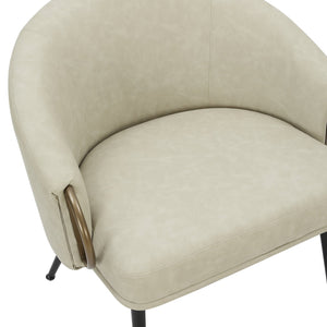 Worldwide Home Furnishings Zita-accent Chair - Mid-century Elegance With Comfortable Bucket Seat For Modern Living Spaces Vintage Ivory,Black,Aged Gold Faux Leather,Metal 403-668iv