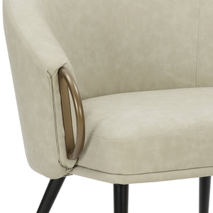 Worldwide Home Furnishings Zita-accent Chair - Mid-century Elegance With Comfortable Bucket Seat For Modern Living Spaces Vintage Ivory,Black,Aged Gold Faux Leather,Metal 403-668iv