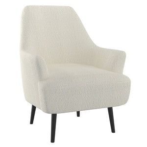 Worldwide Home Furnishings Zoey-accent Chair - Luxurious Cream Boucle Fabric, Plush Comfort, Stylish Black Legs For Any Room Cream Boucle Fabric,Solid Wood 403-675cm