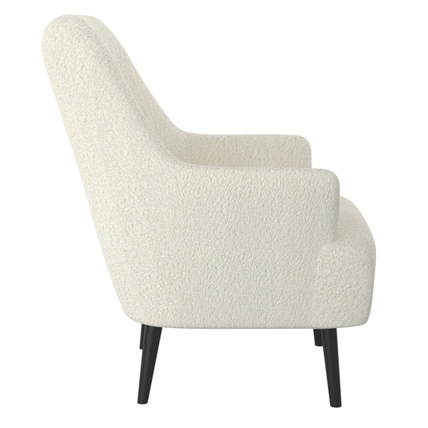 Worldwide Home Furnishings Zoey-accent Chair - Luxurious Cream Boucle Fabric, Plush Comfort, Stylish Black Legs For Any Room Cream Boucle Fabric,Solid Wood 403-675cm