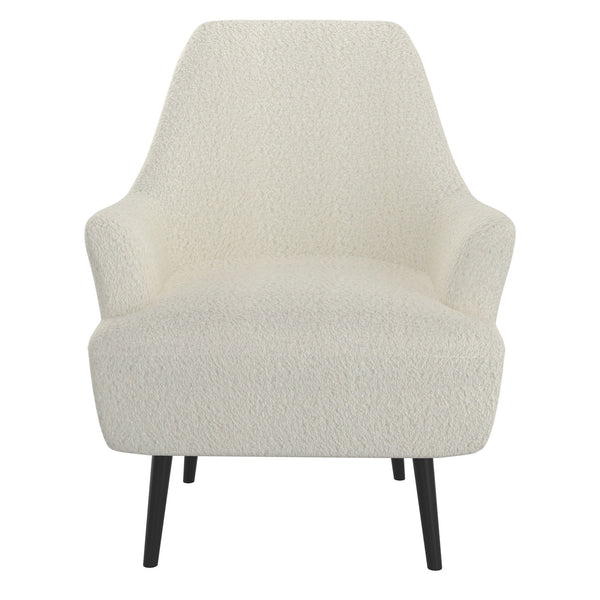 Worldwide Home Furnishings Zoey-accent Chair - Luxurious Cream Boucle Fabric, Plush Comfort, Stylish Black Legs For Any Room Cream Boucle Fabric,Solid Wood 403-675cm