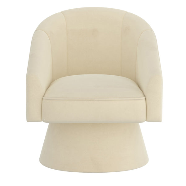 Worldwide Home Furnishings Aggio-accent Swivel Chair – Luxurious Velvet Comfort For Living Rooms, Bedrooms, And Dining Spaces Ivory Velvet 403-899iv