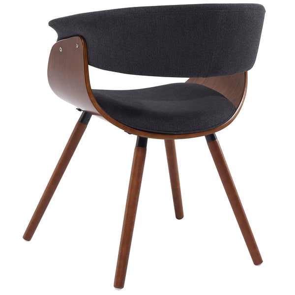 Worldwide Home Furnishings Holt-accent Chair - Stylish Charcoal Fabric With Mid-century Modern Design And Walnut Frame Charcoal,Walnut Fabric,Bentwood 403-981ch