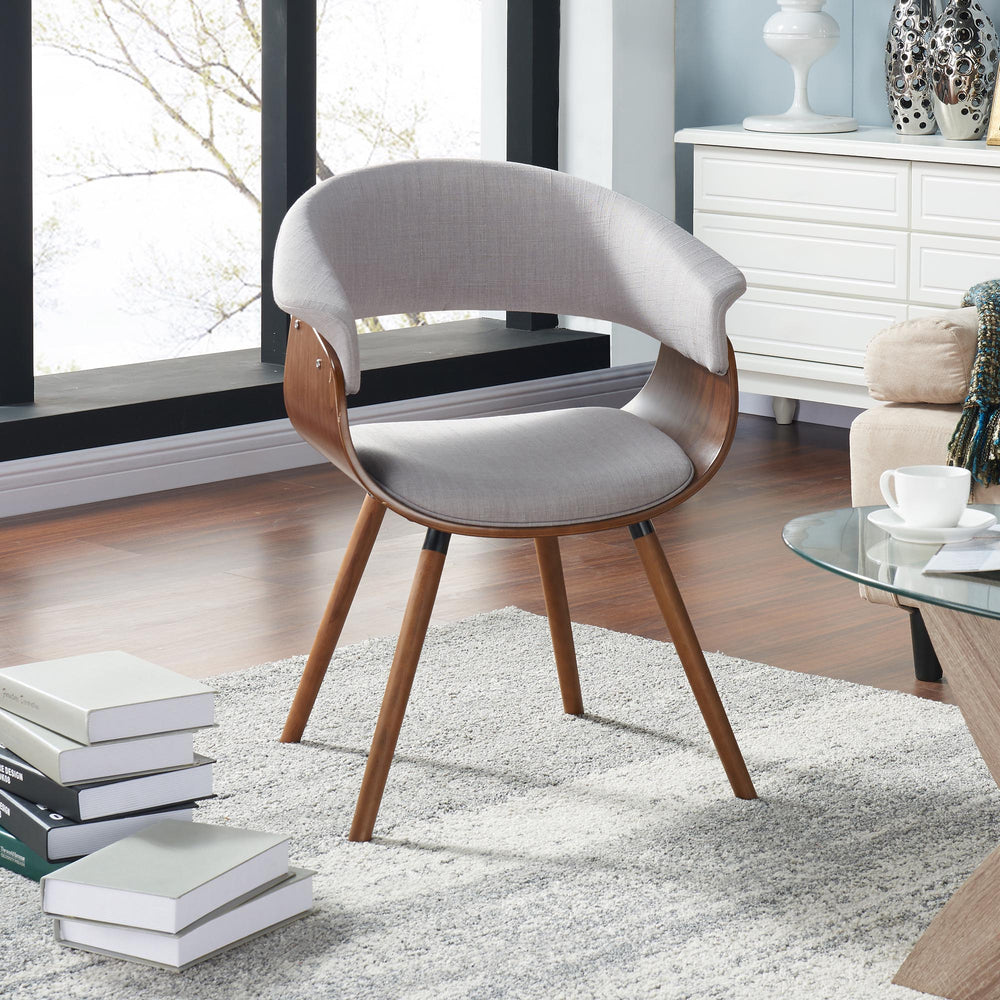 Worldwide Home Furnishings Holt-accent Chair - Stylish Mid-century Modern Grey Fabric With Walnut Frame For Any Space Grey,Walnut Fabric,Bentwood 403-981gy