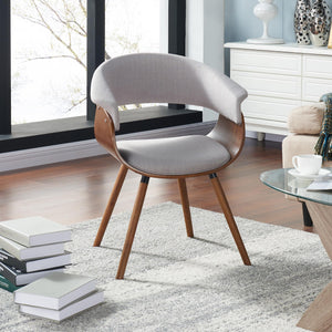 Worldwide Home Furnishings Holt-accent Chair - Stylish Mid-century Modern Grey Fabric With Walnut Frame For Any Space Grey,Walnut Fabric,Bentwood 403-981gy