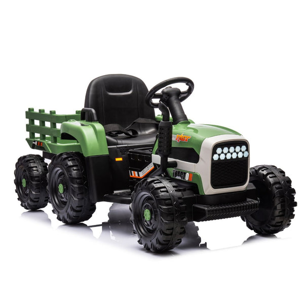 English Elm Ride on Electric Tractor Toy with Trailer 24v 400w Dual Motors Remote Control Led Emerald W1578P193905