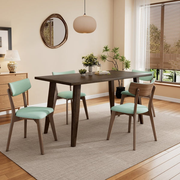 English Elm Caleb Mid-century Upholstered Dining Chair Set of Four with Tapered Oak Legs Mint,Walnut N768P282333M