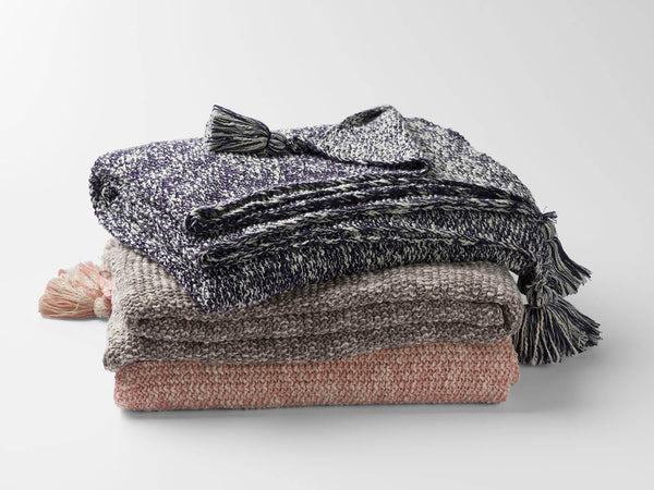 Homeroots Coral And White Chunky Tassel Organic Cotton Grey Throw Blanket  Cotton 403086