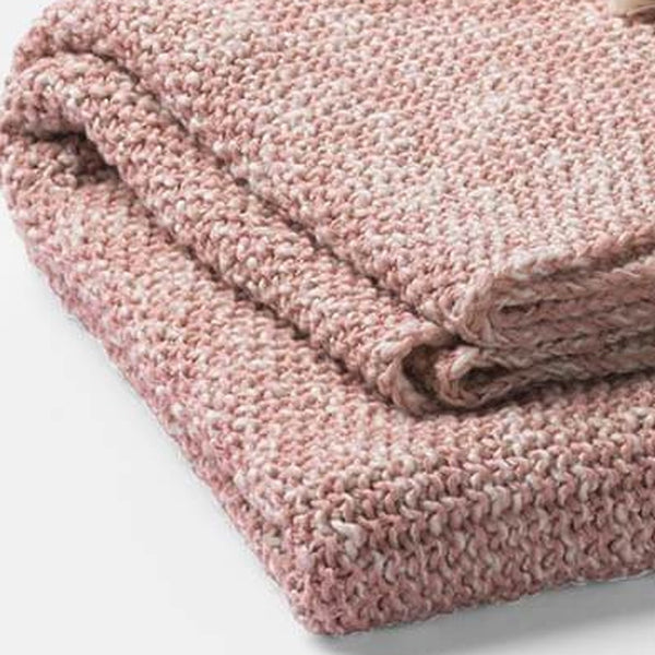 Homeroots Coral And White Chunky Tassel Organic Cotton Grey Throw Blanket  Cotton 403086