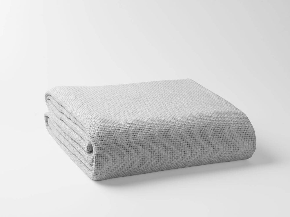 Homeroots Gray Premium Organic Cotton Basket Weave Queen Size Blanket  Cotton 403090