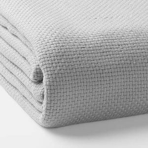 Homeroots Gray Premium Organic Cotton Basket Weave Queen Size Blanket  Cotton 403090