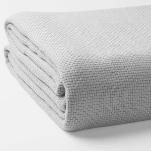 Homeroots Gray Premium Organic Cotton Basket Weave Queen Size Blanket  Cotton 403090