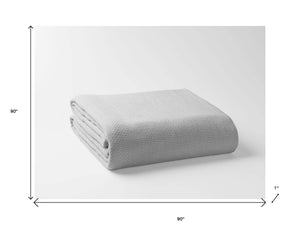 Homeroots Gray Premium Organic Cotton Basket Weave Queen Size Blanket  Cotton 403090