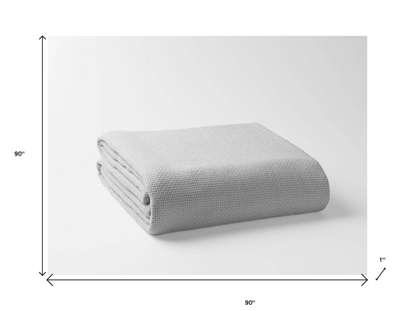 Homeroots Gray Premium Organic Cotton Basket Weave Queen Size Blanket  Cotton 403090