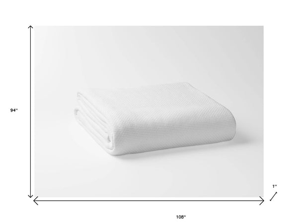 Homeroots White Premium Organic Cotton Basket Weave King Size Blanket  Cotton 403091
