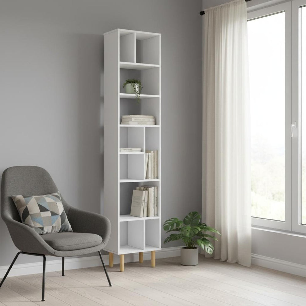 HomeRoots 78" Tall Brown and White Wood Ten-Tier Bookcase - Stylish Storage Solution for Any Space! 403096