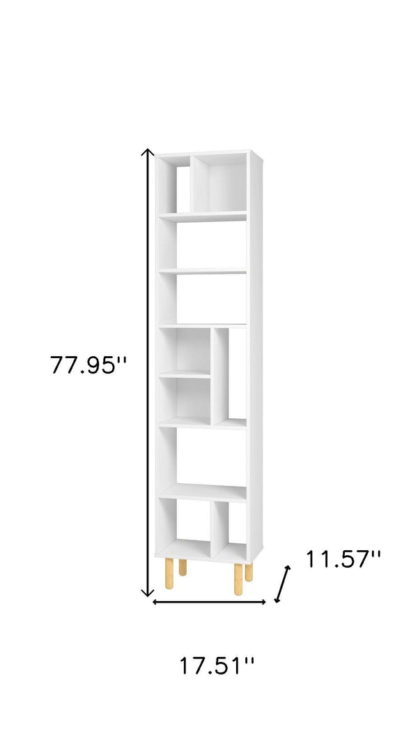 HomeRoots 78" Tall Brown and White Wood Ten-Tier Bookcase - Stylish Storage Solution for Any Space! 403096