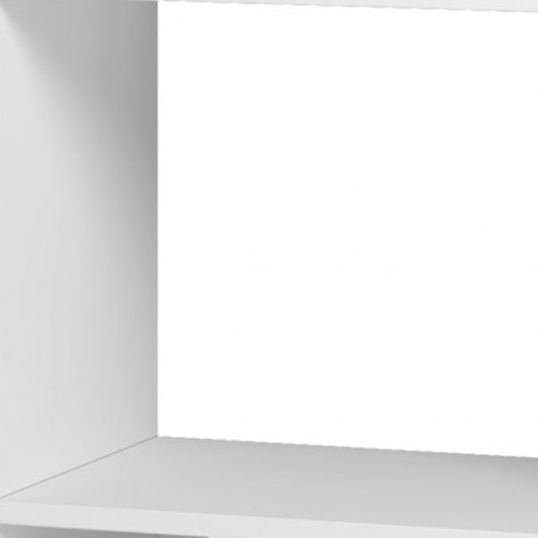 Homeroots 21" White And Natural Eight Shelves Freestanding Shelving Unit   403097