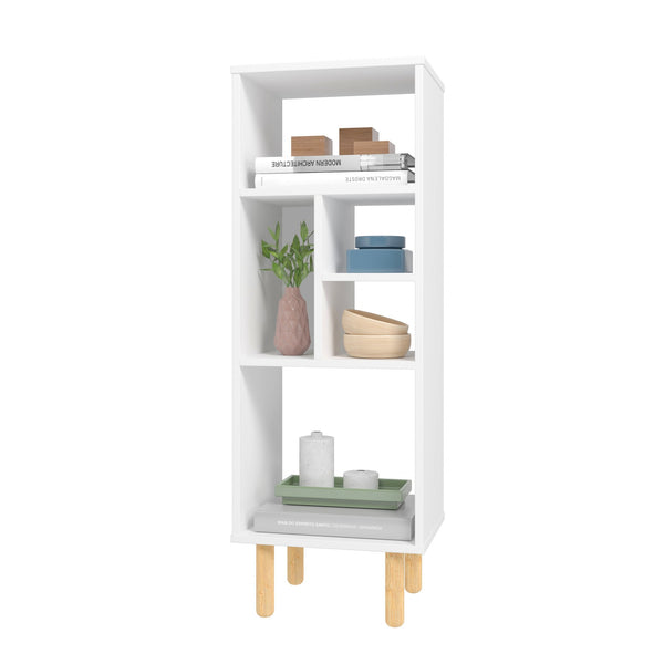 Homeroots Iko 43" White Modern Abstract Open Shelving Unit   403098