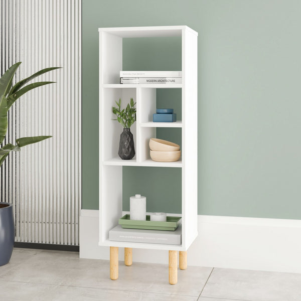 Homeroots Iko 43" White Modern Abstract Open Shelving Unit   403098