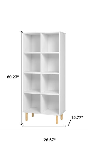 HomeRoots 60" Natural and White Wood Eight-Tier Bookcase - Modern Farmhouse Charm for Stylish Storage Solutions 403099