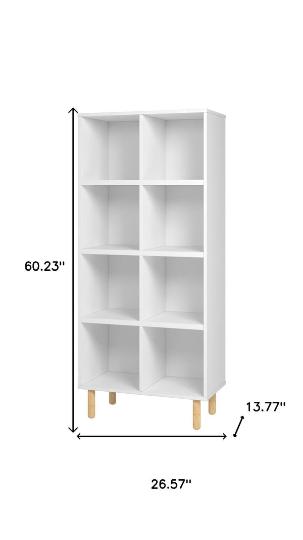 HomeRoots 60" Natural and White Wood Eight-Tier Bookcase - Modern Farmhouse Charm for Stylish Storage Solutions 403099