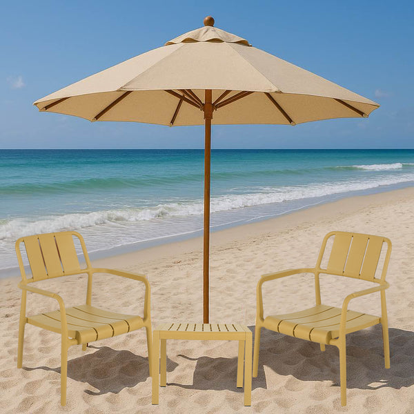 English Elm 2-Piece Yellow Polypropylene Seating Set With Coffee Table – Stylish Indoor/Outdoor Furniture Solution! W3450P323332