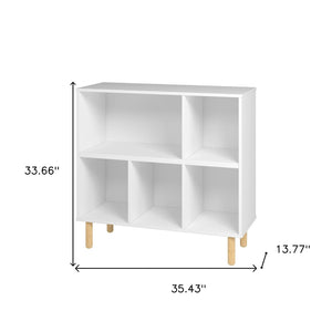 HomeRoots 35" White and Natural Five-Shelf Freestanding Unit for Modern Storage and Stylish Display Solutions 403100
