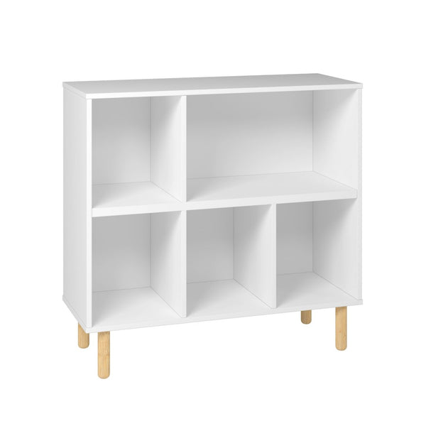 HomeRoots 35" White and Natural Five-Shelf Freestanding Unit for Modern Storage and Stylish Display Solutions 403100
