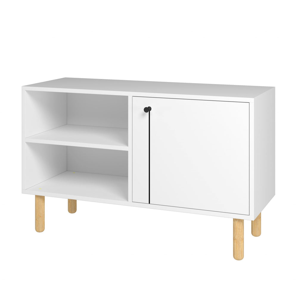 Homeroots Iko White Modern Sideboard Open Cubbie Cabinet  Mdf 403101
