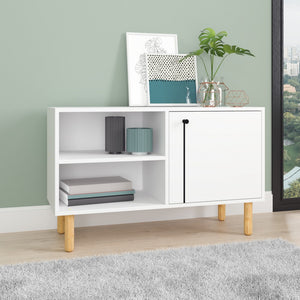 Homeroots Iko White Modern Sideboard Open Cubbie Cabinet  Mdf 403101
