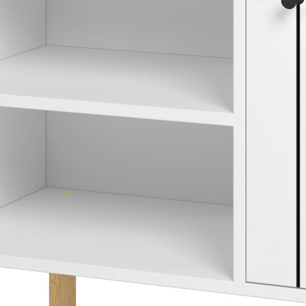 Homeroots Iko White Modern Sideboard Open Cubbie Cabinet  Mdf 403101