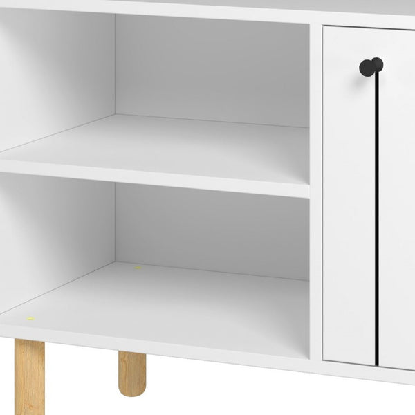 Homeroots Iko White Modern Sideboard Open Cubbie Cabinet  Mdf 403101