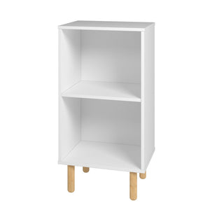 HomeRoots 34" Natural and White Wood Two-Tier Bookcase - Compact, Stylish Storage for Any Small Space Design 403102